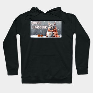 Snowy Christmas Coffee Frenchie Hoodie